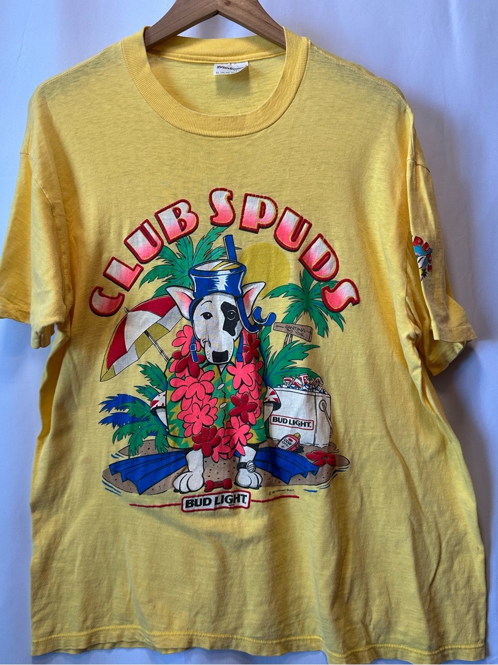 Vintage 1986 Bud Light Club Spuds MacKenzie Bull Terrier Single Stitch TShirt